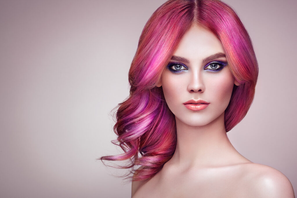 a person with pink hair
